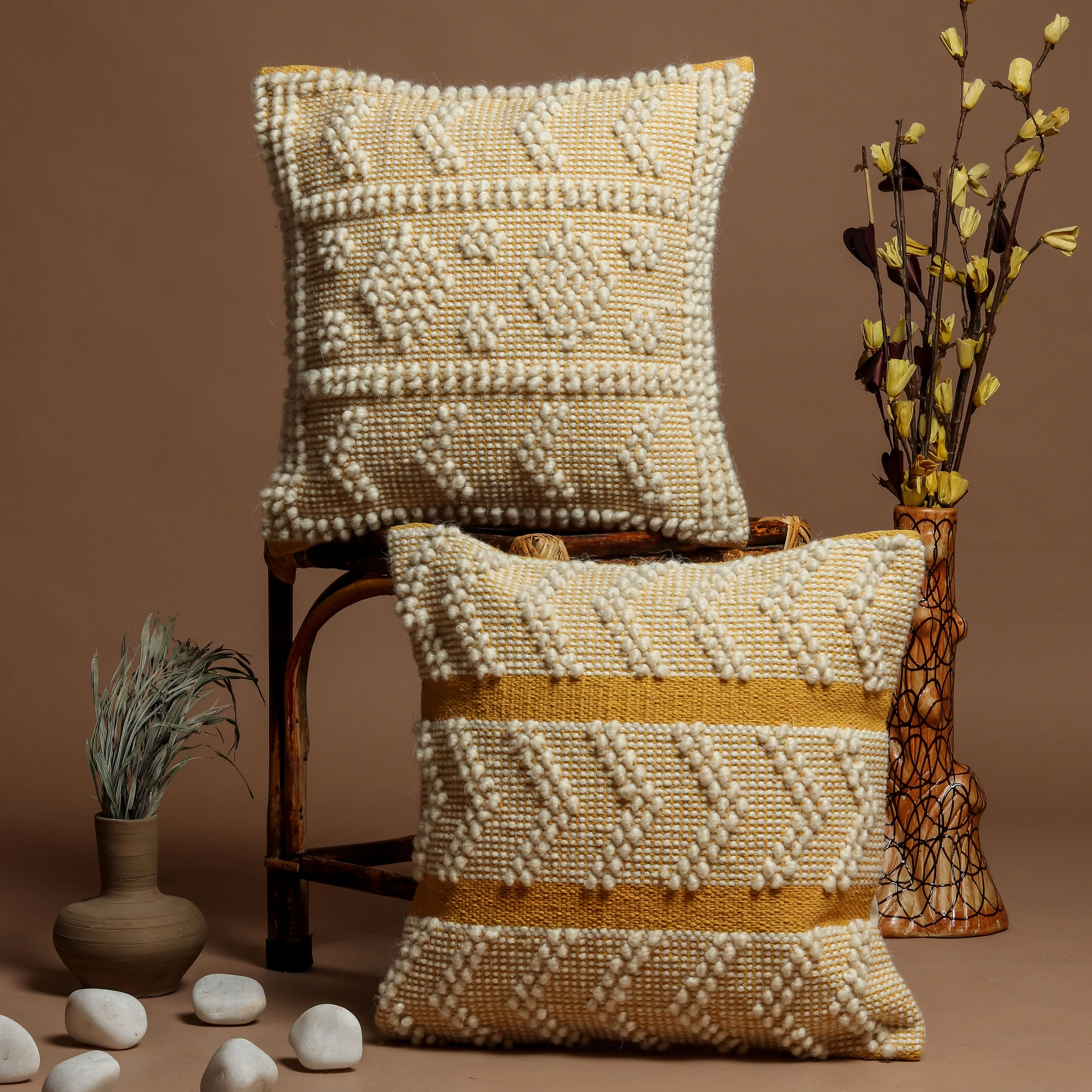 Buy Handmade Cotton Woven Shaggy Cushion Cover at 34% OFF Online